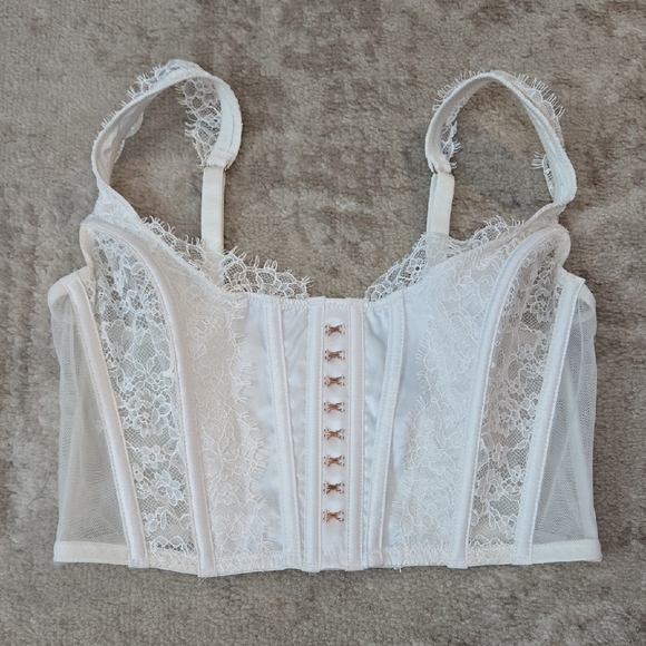 Victoria's Secret Dream Angels White Lace Corset Top Crop Size Small - Picture 1 of 4